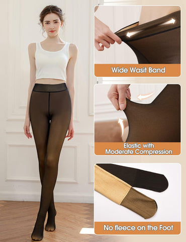 Yusongirl Women's Thermal Fleece Tights High Waist Black Size M