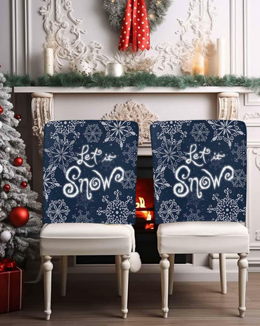 Christmas Chair Covers Set of 4 Snowflake Chair Slipcover Protector Washable
