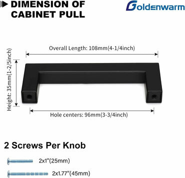 goldenwarm 20 Pack 5in Brushed Nickel Modern Square Cabinet Pulls