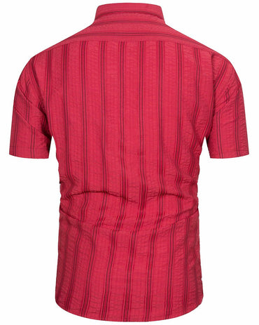 TUNEVUSE Mens Striped Hawaiian Button-Down Shirt Wine Size XL