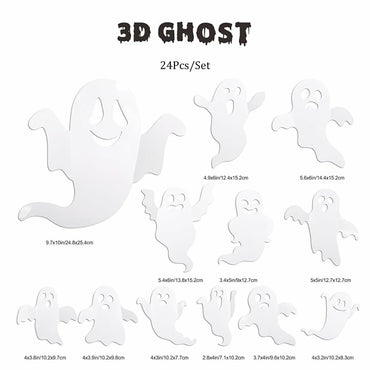 Halloween Decorations 3D Ghost Wall Sticker Decal Home Room Window Decor