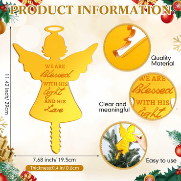 Gerrii Angel Christmas Tree Topper Praying Gold Acrylic Xmas Decor