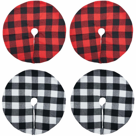 4 Pieces Christmas Tree Skirt Decoration 15" Mini Xmas Tree Skirt Set