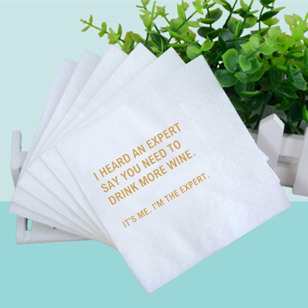 VOWFOO Funny Quote Cocktail Napkins 100pcs 4.5x4.5in 2-ply White