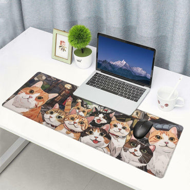 Gipvuqa Japanese Cats XL Gaming Desk Pad 31.5x11.8 Inch Large Mouse Mat