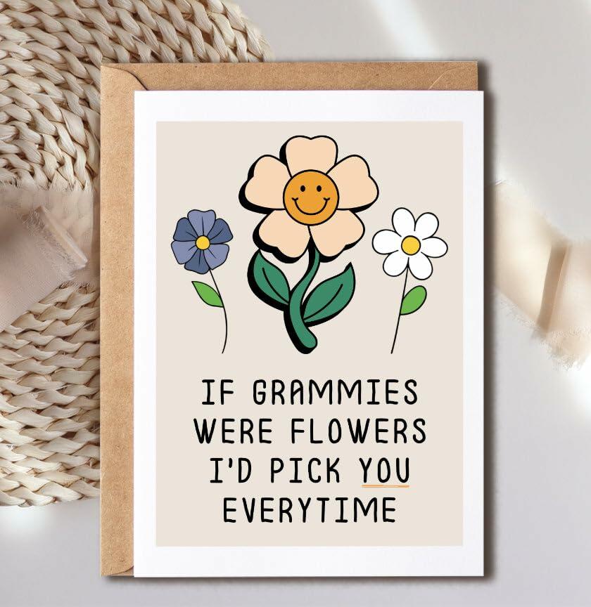 YoungGift Grammie Birthday Flower Card Mother's Day Thank You Multicolor