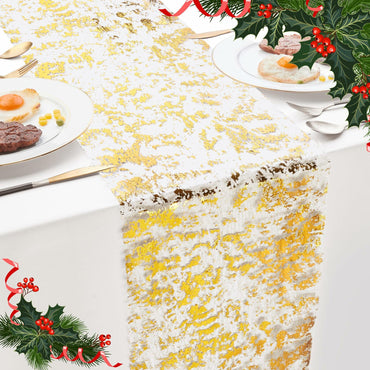 Deconovo Gold Sequin Table Runner 9FT 2PCS Polyester Kitchen Party Decor
