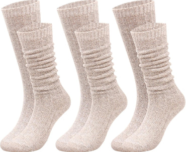TINTAO Women Winter Wool Cable Knit Knee High Boot Socks 3 Pairs Size 5-11 A06