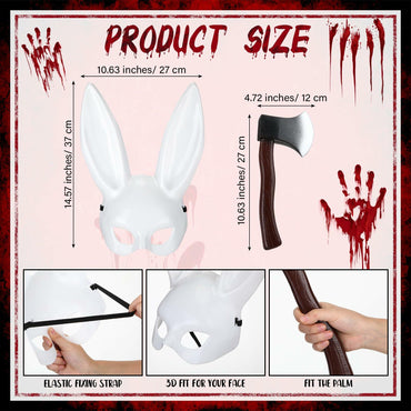 Breathffy Halloween Bunny Mask & Foam Axe Costume Accessories 14.57x10.63in