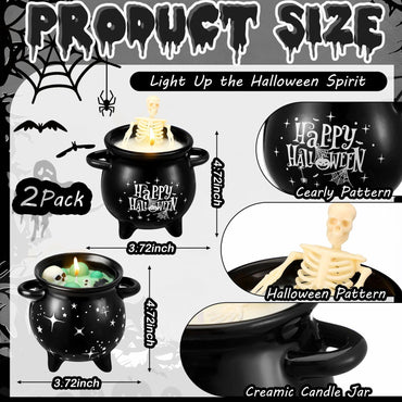 Conelist Halloween Skeleton Skull Candle Set Gothic Vintage Soybean Wax 2 Pcs