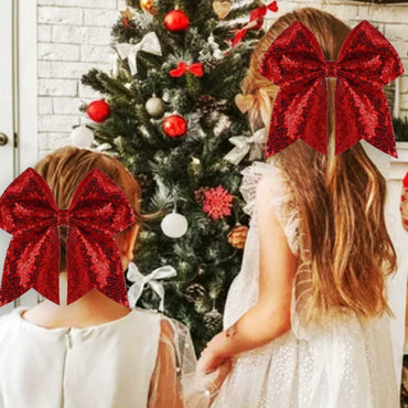 ZOLYCO Large 7" Glitter Cheer Bows Clips Hair Accessories Red 1Pcs