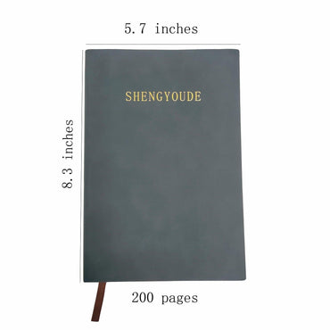 shengyoude Business A5 PU Leather Notebook 8mm Grid 200 Pages Black