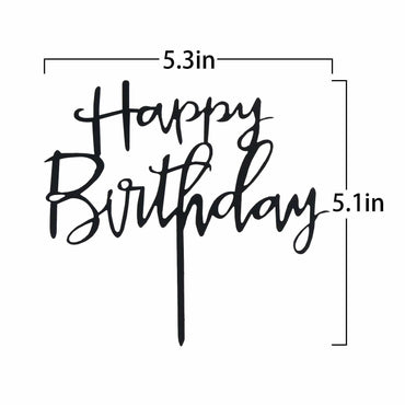 GLASNES Black Acrylic Happy Birthday Cake Topper 1 Piece Party Decor