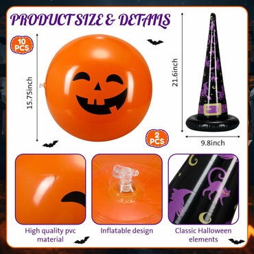 Lunmon Halloween Inflatable Ball Party Kit 24 Pcs Pumpkin Pool Floats