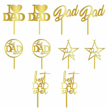 Yetxel Gold Flash Acrylic Happy Birthday Dad Cake Topper Set of 10