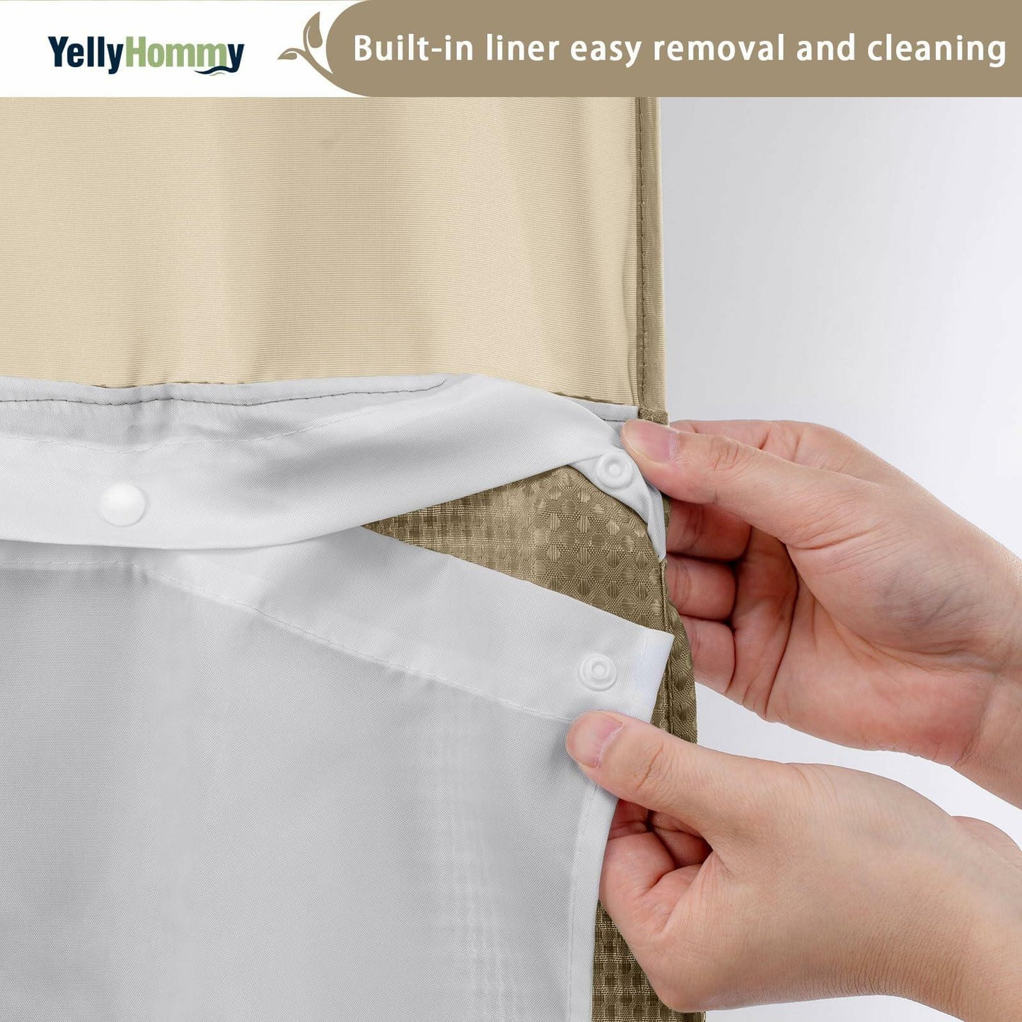 YellyHommy No Hook Shower Curtain Snap Liner Set Cyan 87x72
