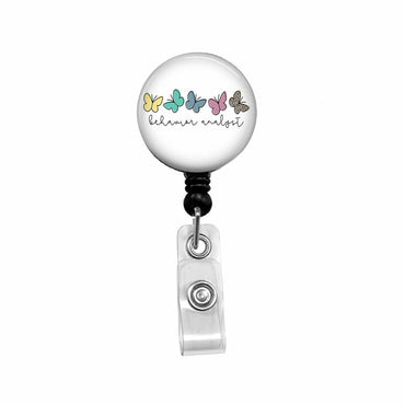 Kmatye Butterfly Retractable ID Badge Holder Nurse Badge Reel Black