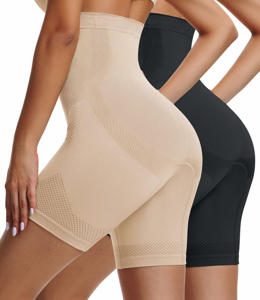 Sarin Mathews Womens High Waisted Tummy Control Shapewear Shorts Black&Nude M-L