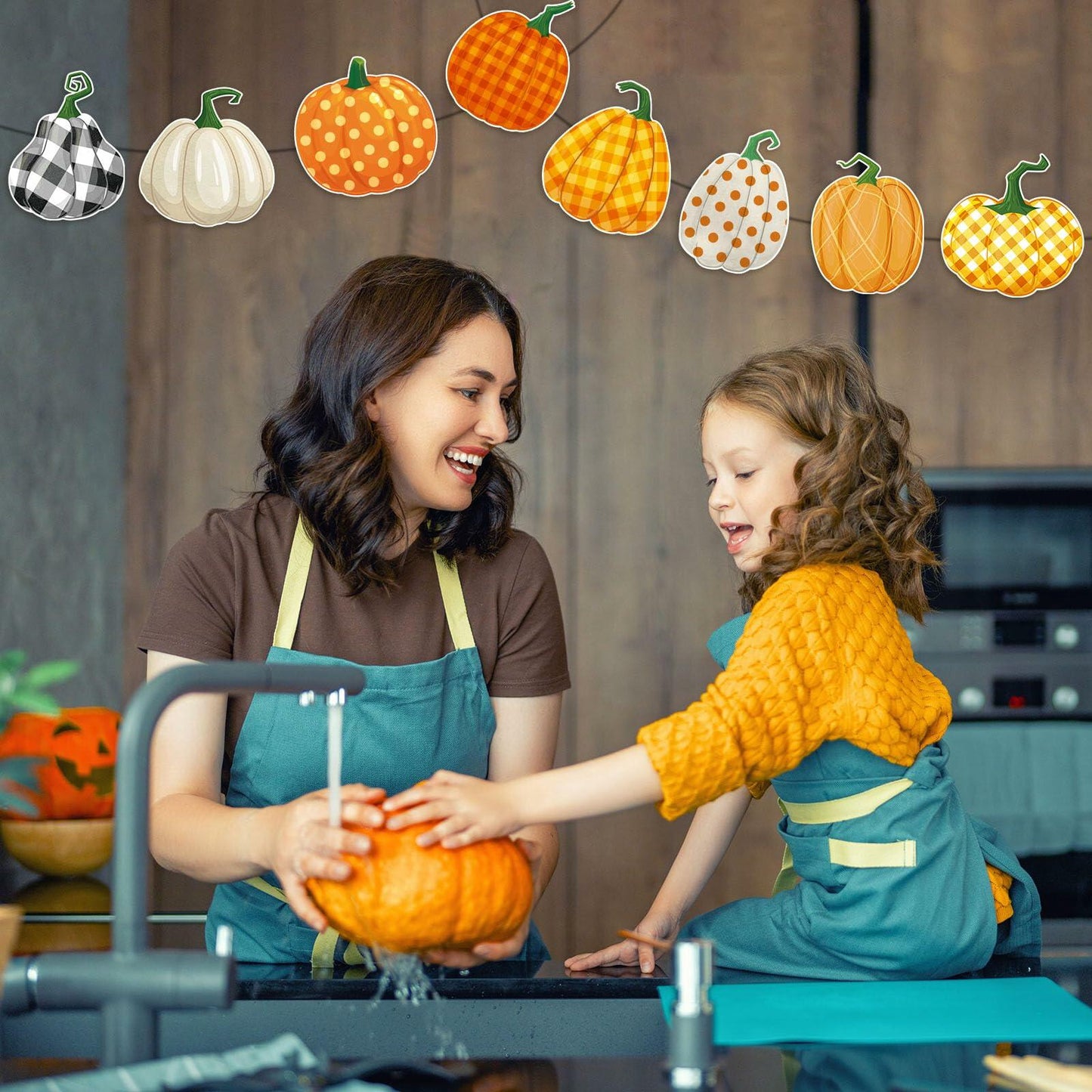 Cholemy 90 Pcs Pumpkin Cutouts Thanksgiving Fall Colorful Paper Decor