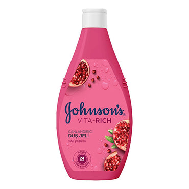 Johnson's Vita-Rich Pomegranate Flower Shower Gel - Moisturizing & Refreshing 24-Hour Hydration Body Wash