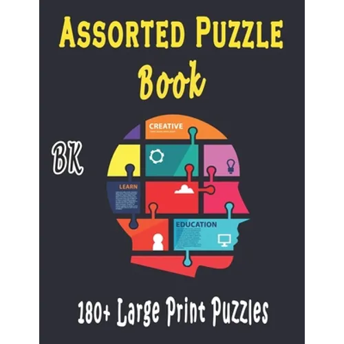 BK Assorted Puzzle Book: Puzzle Activity Book for Adults, 180+ Large Print Mixed Puzzles - Word search, Sudoku, Cryptograms, Word Scramble - Paperback