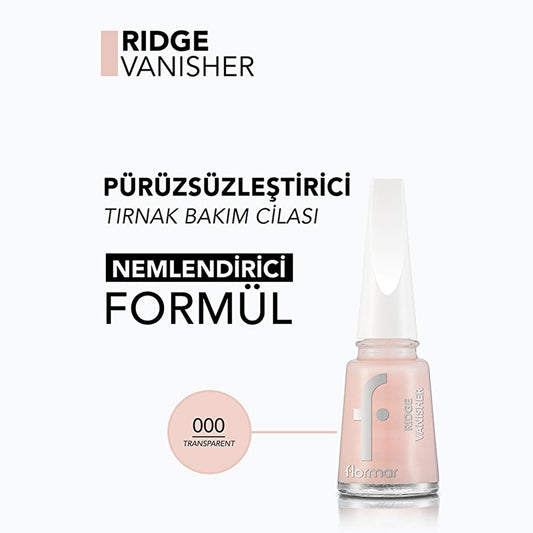 Flormar Ridge Vanisher Nail Care Product - Smooths Nail Ridges, Moisturizes & Primes Nails