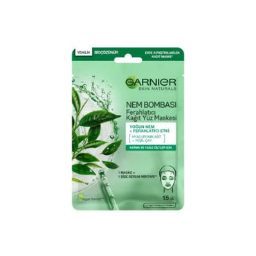 Garnier Hydrating Face Mask with Hyaluronic Acid & Green Tea - Refreshing Sheet Mask for Combination & Oily Skin
