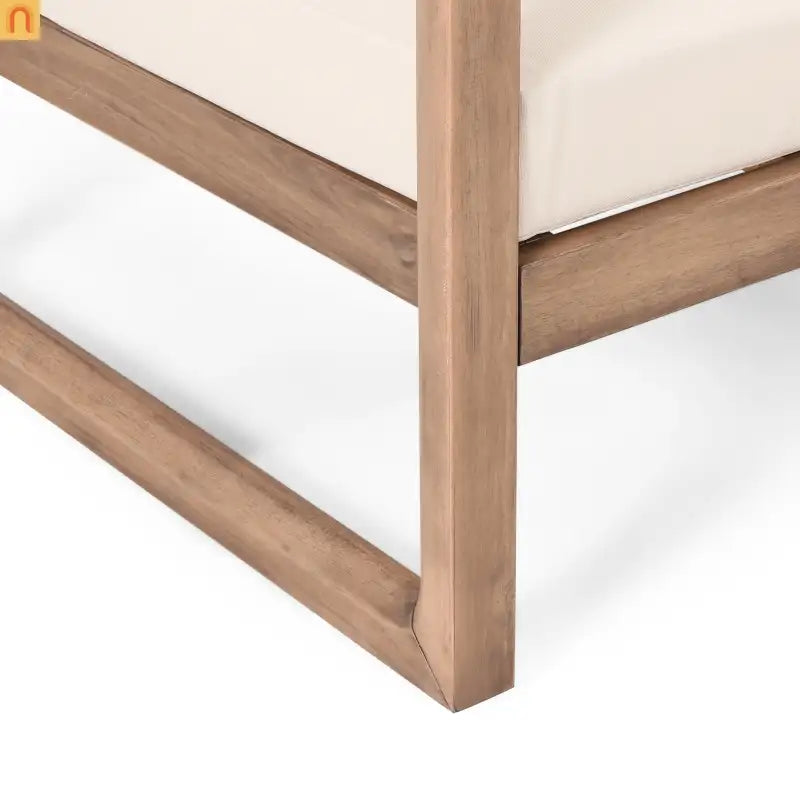 Outdoor Club Chair Acacia Wood Beige Cushion Slat Panel Set of 2