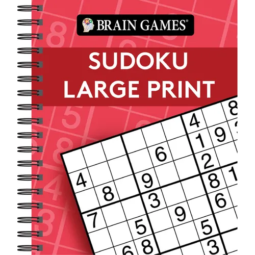 Brain Games - Sudoku Large Print (Red) - Spiral