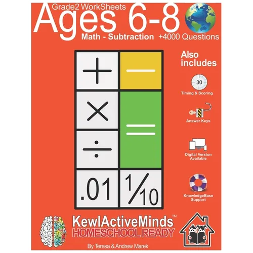 Grade 2 Worksheets - Math Subtraction, HomeSchool Ready +4000 Questions: Includes Timing & Scoring, Answer Keys, Knowledgebase Support - Paperback
