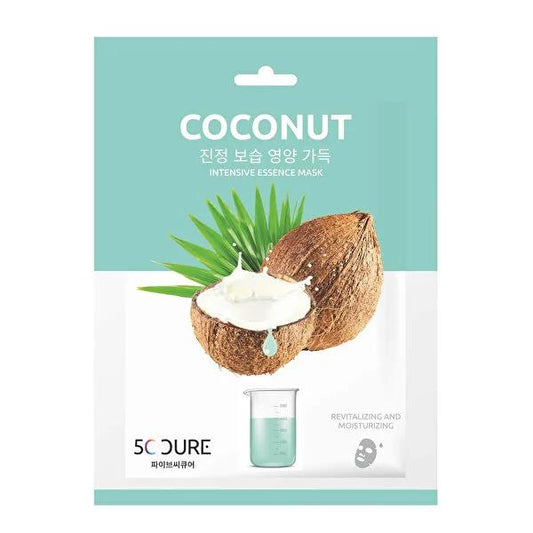 5C Cure Coconut Face Mask - Nourishing & Hydrating Sheet Mask for Skin Care, 25ml