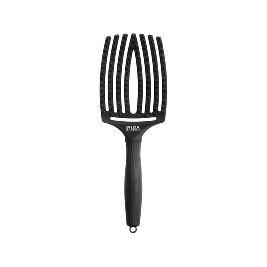 Olivia Garden Fingerbrush Care Iconic Boar Nylon Full Black L - Gentle & Effective Oral Care for Sensitive Teeth & Gums