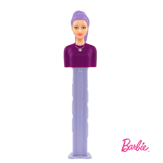 Pez Barbie Dispenser with 3 Candy rolls - Purple Hair Barbie