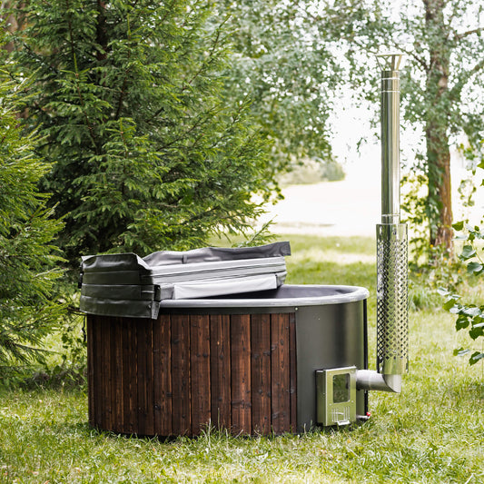 Premium 4-Person Fully-Assembled ThermoWood Wood-Fired Hot Tub (SAK14528)