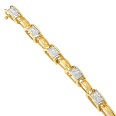 1ct Princess Cut Diamond Chain Link Bracelet in 14K Yellow Gold