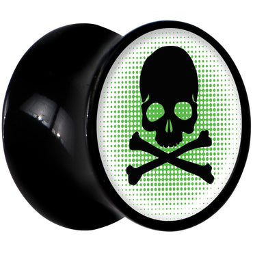 Black Acrylic Green Black Skull Saddle Plug Set 00G