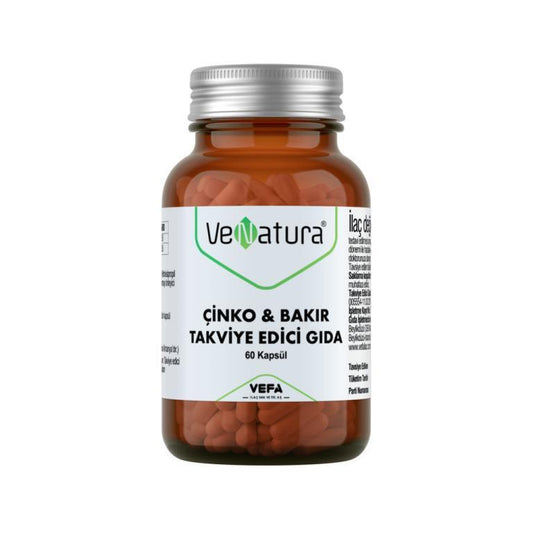 VeNatura Zinc & Copper Supplement: Boost Immunity & Balance Minerals - High Absorption Zinc Picolinate & Copper Sulfate - 60 Capsules