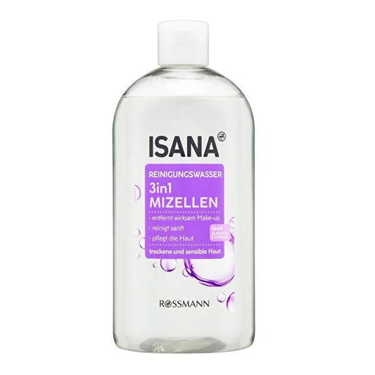 Isana Alcohol-Free Micellar Cleansing Water - For Sensitive Skin 400ml, with Ginkgo & Cucumber Extract, Dermatologically Approved