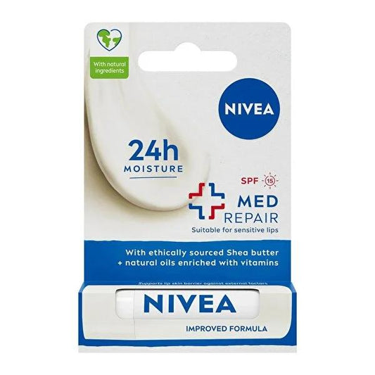 Nivea Med Repair Lip Care Cream - Moisturizes & Protects Dry, Chapped Lips with Vitamin E
