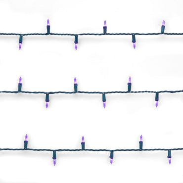 Purple LED String Lights - 100 Light - Green Wire