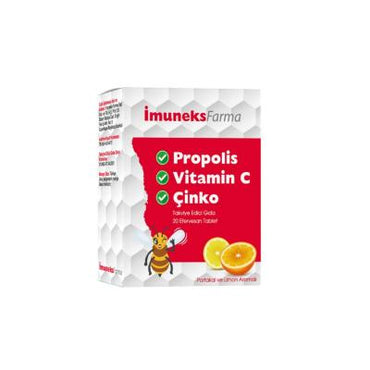 İmuneks Farma Propolis Vitamin C Zinc Effervescent Tablets - Boosts Immune Health Naturally - 20 Tablets