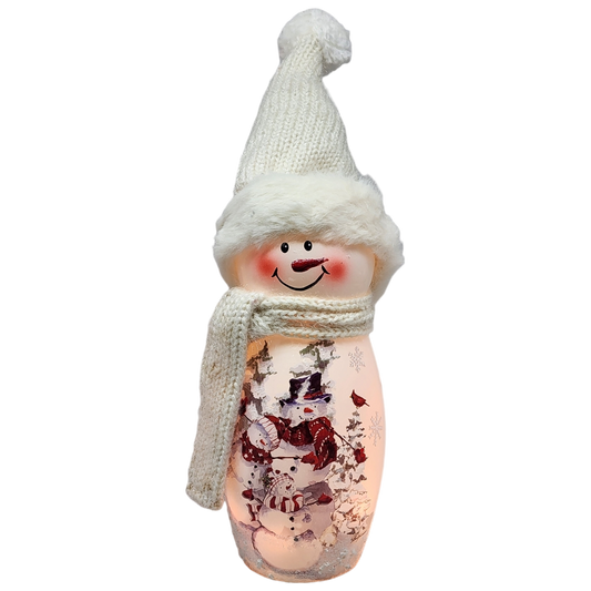 Lighted Snowman Lamp - Snow Family - 8 Inches tall