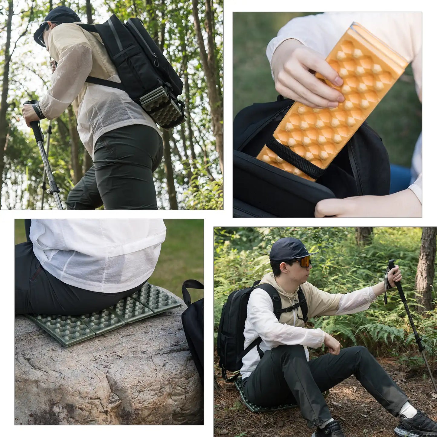 Folding Seat Pad Mat with Foam for Hiking & Camping, Lightweight & Portable