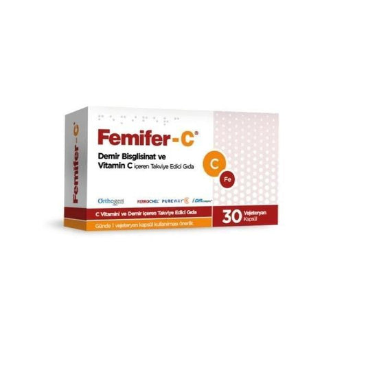 Femifer C Iron Supplement with Vitamin C - 30 Capsules for Healthy Iron Levels & Immune System Support