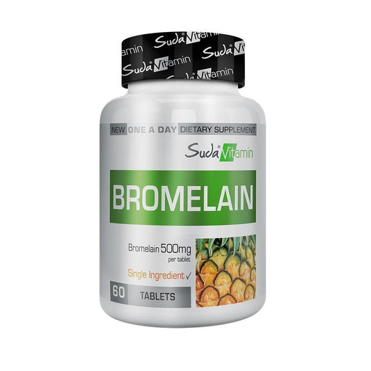 Suda Vitamin Bromelain 500 mg - Natural Digestive Enzyme Supplement for Protein Digestion Support - 60 Tablets