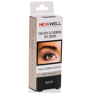 New Well Eyebrow and Eyelash Dye - Natural Black Color, Plant-Based Formula for Sensitive Eyes