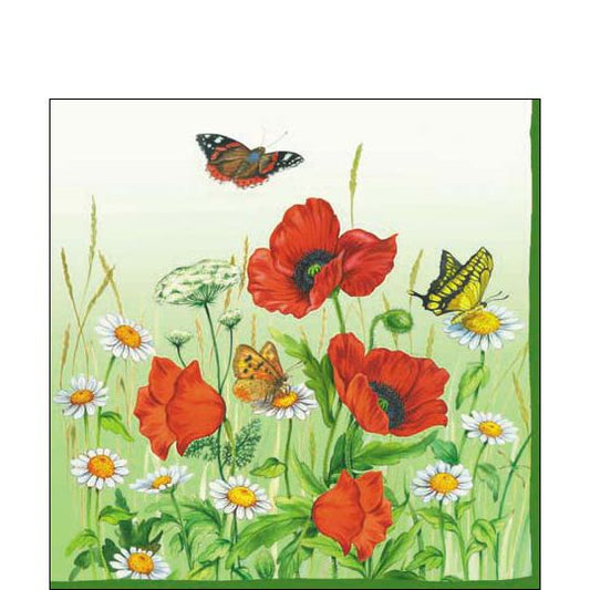 Paper Cocktail Napkin - Poppy - Green