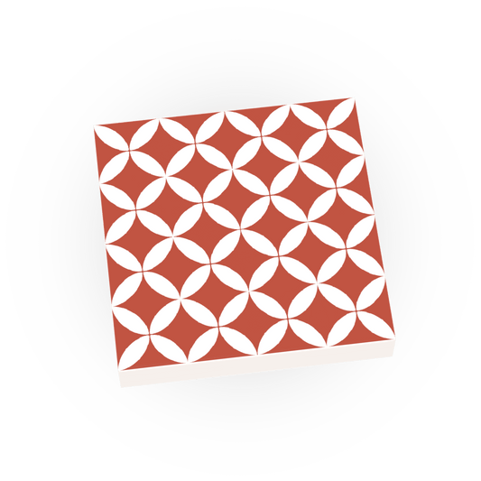 Red & White Spanish Tile for Floor & Wall - Custom Printed - Made using a LEGO® Part