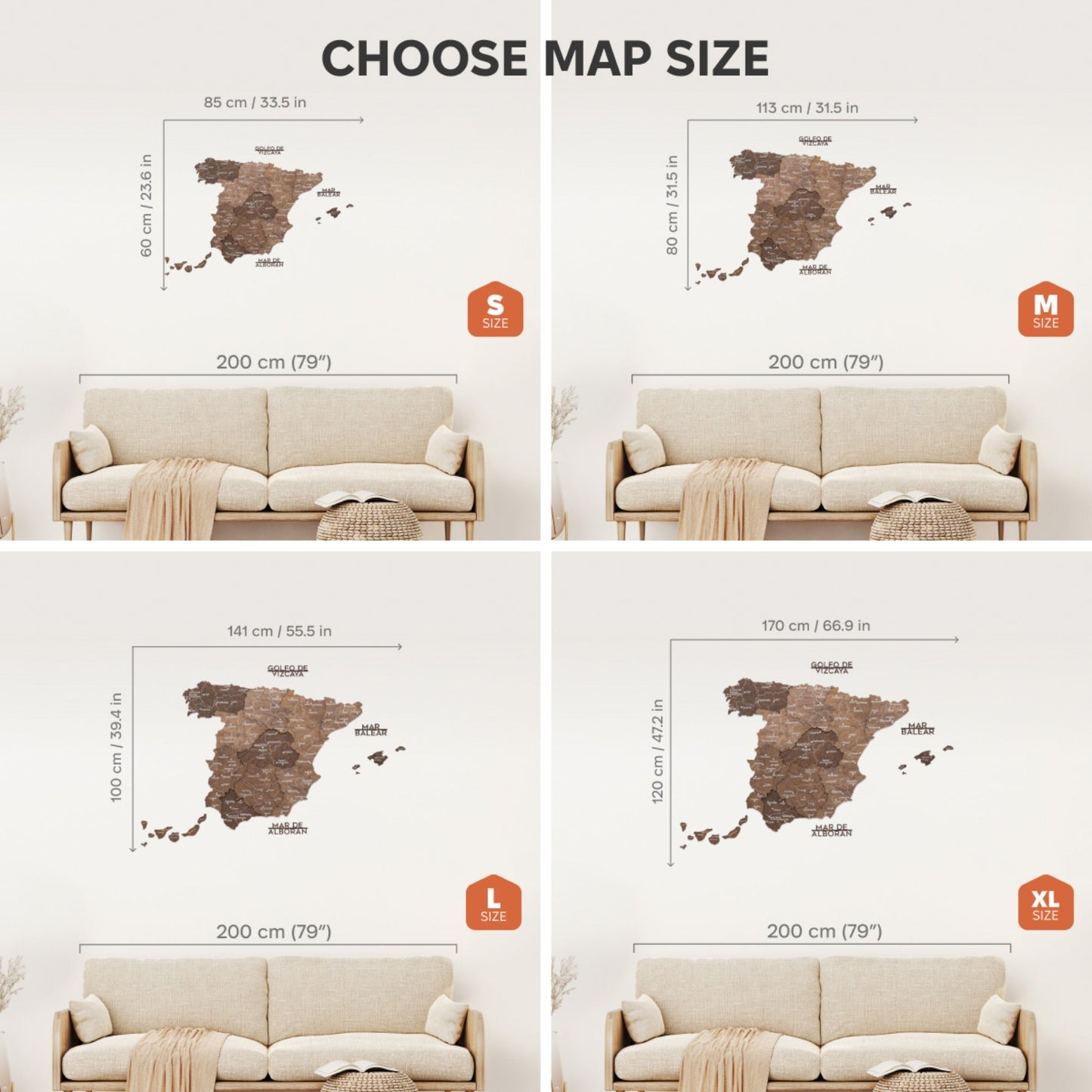 Wooden Map of Spain – Dark Walnut