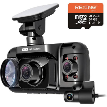 Rexing - R4 4 Channel Dash Cam with All Around 1080p Resolution, Wi-Fi, and GPS - Black (Refurbished)